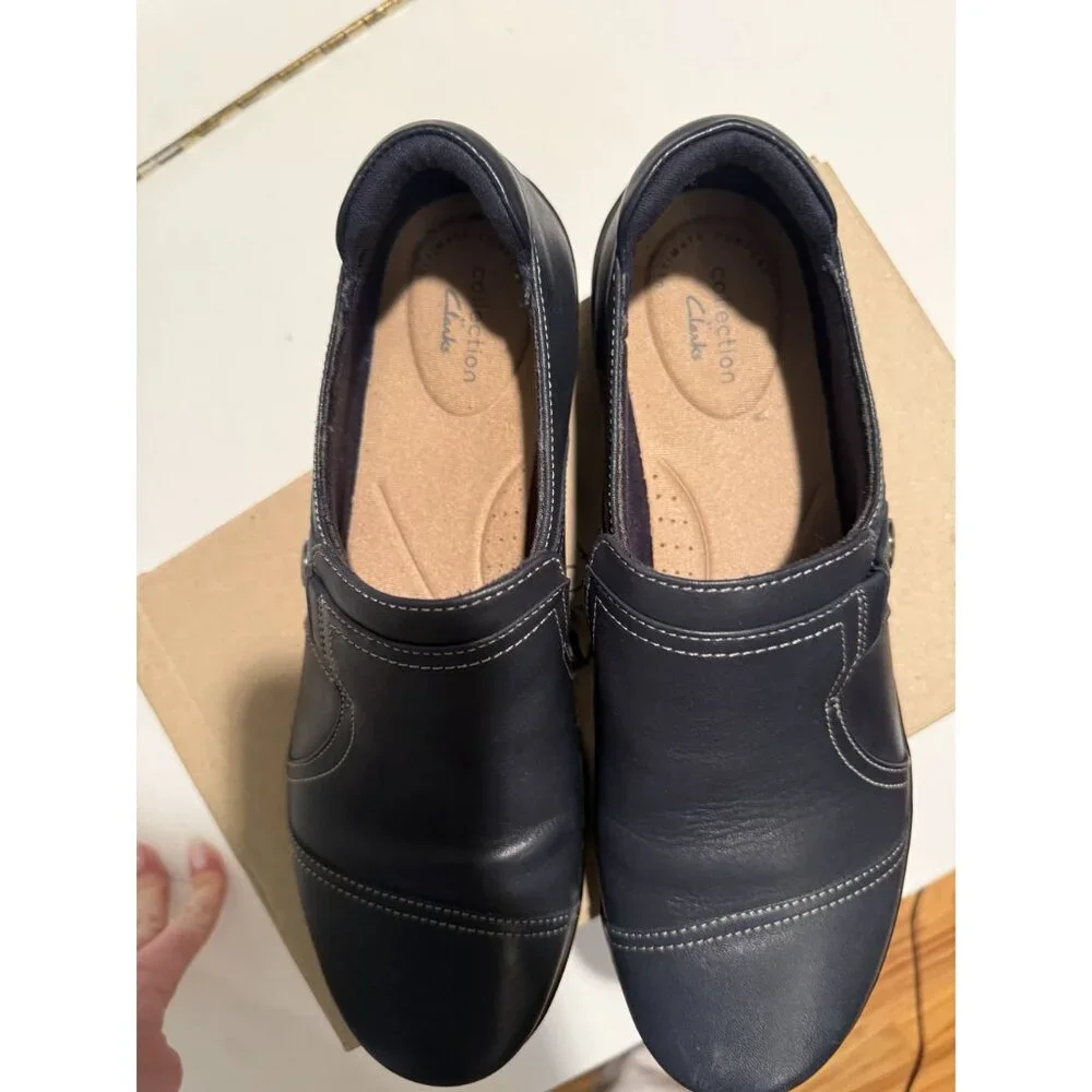 Clarks Cora Poppy Loafers Slip On Black Leather Size US 10 EU 41.5 $90 [jb] - Picture 12 of 16